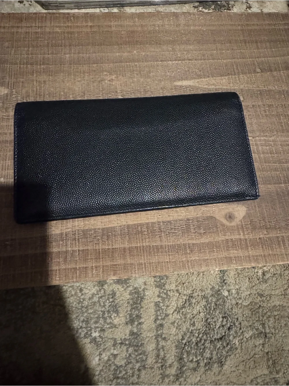Authentic Saint Laurent Paris Grain de Poudre Leather Long Wallet ✨